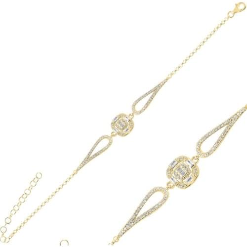 Silver 925 Sterling Baget Zircon Cubic Zirconia Bracelet