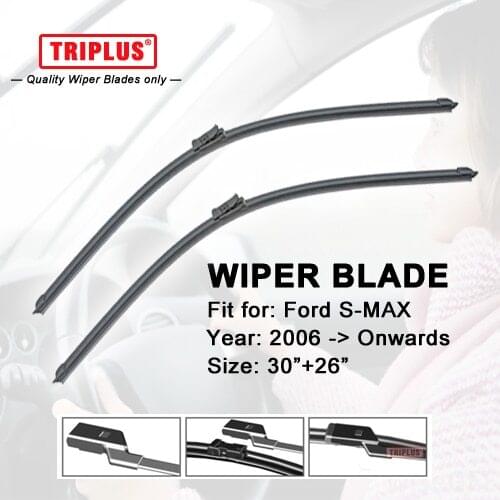 Wiper Blade for Ford S-MAX (2006-now) 1set 30"+26",Flat Aero Beam Windscreen Smax Wiper Frameless Windshield Soft S MAX Blades