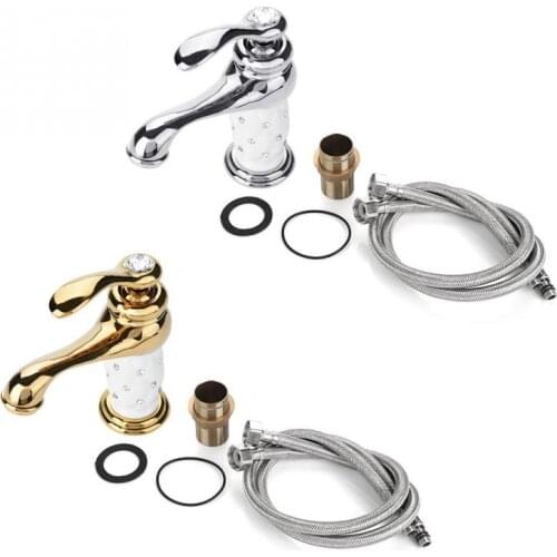 Single handle Basin Mixer Tap Solid Brass Mixer Tap Cold/Hot Water Faucet with Rhinestone Ornaments for Basin Sink Hardware