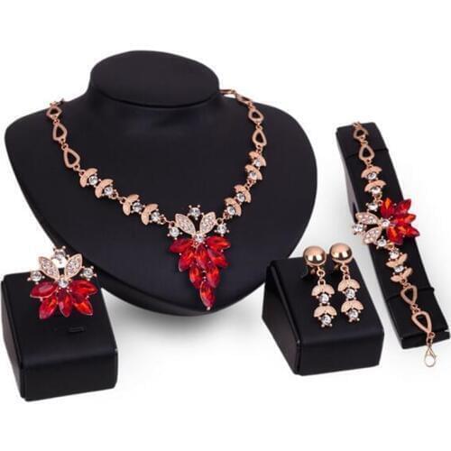 Bridal Gift Nigerian Wedding African Beads Jewelry Set Fashion Dubai Gold Color Jewelry 4pcs Necklace Earrings Wholesale