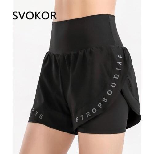 SVOKOR Fitness Shorts Women Letter Printed Running Short Workout High Waist Shorts Sexy Bottom Summer Quick-Dry sport