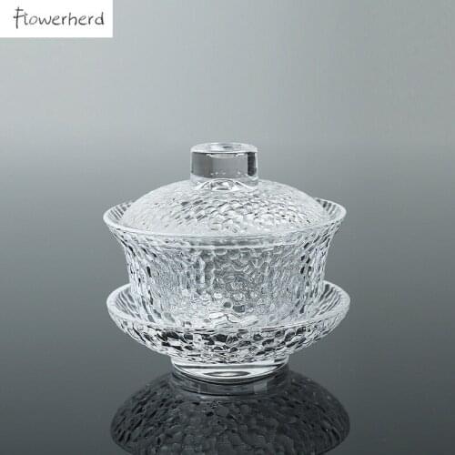 Heat-resistant Glass Gaiwan Teaware Kung Fu Tea Set Thickened Transparent Tea Bowl Glass Tea Sets China