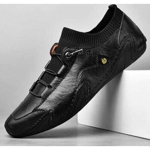 Men Shoes Handmade Genuine Leather Casual Shoes Men Sneakers Designer Mens Loafers Breathable Driving Shoes Fashion Moccasins