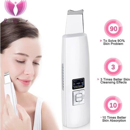 Ultrasonic Skin Scrubber Deep Face Cleaning Remove Acne Blackhead Facial Lifting Ultrasound Peeling Clean Tone Lift