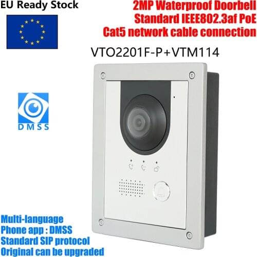 DH logo Multi-language VTO2201F-P PoE(802.3af) IP Metal Villa doorbell ,Door Phone,doorbell,IP Video Intercom, call to phone app