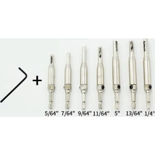 Door Window Hinge Hole Opener Woodworking Puncher Hexagon Positioning Wrench Tool Drill Bit Set