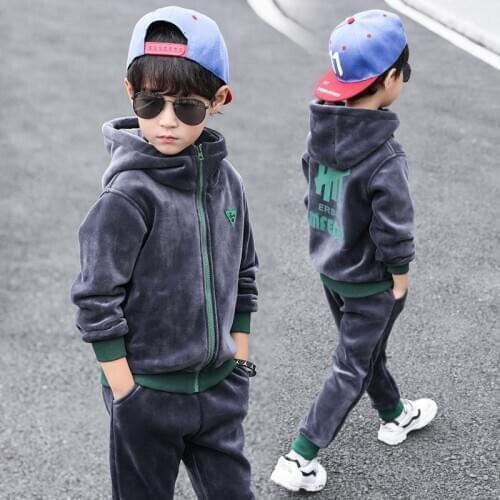 Spring autumn boys clothes sets kids sports casual cotton velvet hoodies+pants 2pcs boys children tracksuits sets 5.6.7.8 years