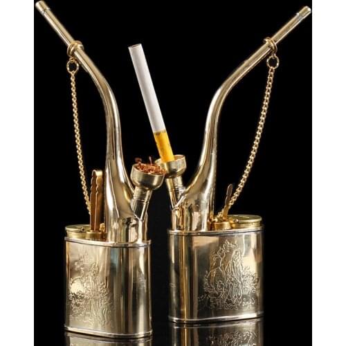 Vintage Coppery Mini Hookah Water Pipe Tobacco Smoking Pipes Cigarette Holder Free shipping 1pcs Gift for man