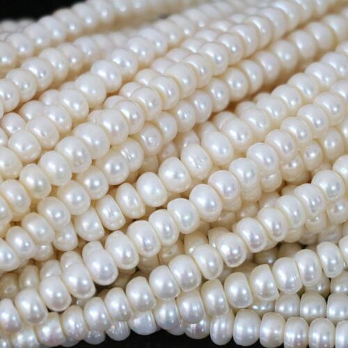 High grade cultured freshwater natural white abacus button 7-8mm pearl beautiful loose beads diy jewelry making 15inch B1348