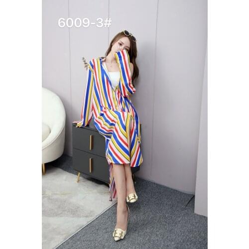 YOMING New Style Women The Muslim Stripes Print Shirt Single-breasted Ladies Blouse