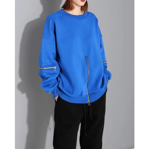 Women hoodie 2020 new Cotton Full Solid Pullovers O-Neck Casual sweatshirt fashion designer zipper Euro-America style