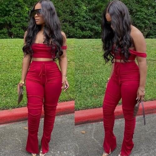 Two peice set for women two piece outfits stacked pants 2 pieces sets women crop top pants stacked leggings outfits for female
