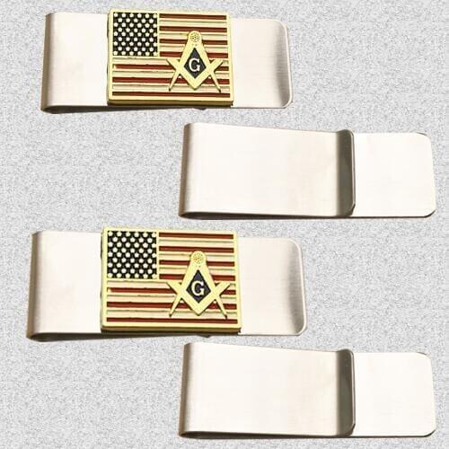 INFITI Gold American Flag Mason TX Wallet Mens Credit Card Holder Wallet Mens Masonic Gift