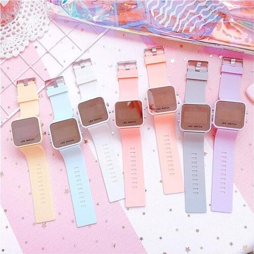 1PCs 2020 Women Mens Sport Watch LED Electronic Digital Watch Electronic Clock Student Gifts Simple Square Digital Wristwatches