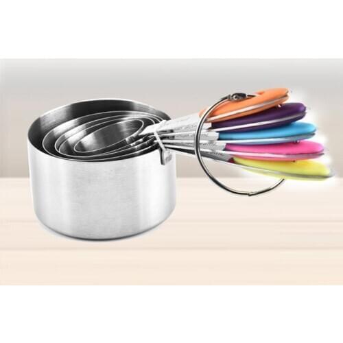 10PCS Stainless Steel Silicone Handle Measuring Cup Measuring Spoon For Baking Tea Coffee Kitchen Tool