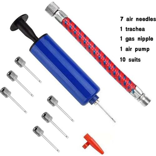 10pcs Ball Pump Set Hand Pump Inflator Portable Ball Inflating Pump Tools with Air Hose