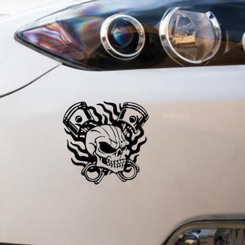 15*14.3cm Skull Skeleton Piston Racing Flame Car Truck Window Laptop Vinyl Decal Sticker Handsome And Cool Stickers