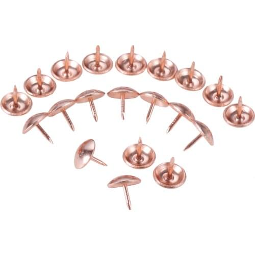 20pcs Rose Gold Upholstery Round Head Nails 11mm/17mm Metal Pushpin Vintage Tacks Antique Stud Jewelry Case Wine box Sofa Decor