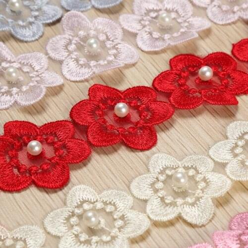 20Yards Organza Flower Lace Fabric Embroidered Ribbon Collar Mesh Applique Trim Wedding Dress Skirts Sewing Decor 4cm Width