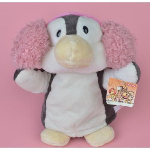 25cm Pink Color Headset Penguin hand puppet plush toy, Stuffed Baby / Kids Doll Toy Gift Free Shipping