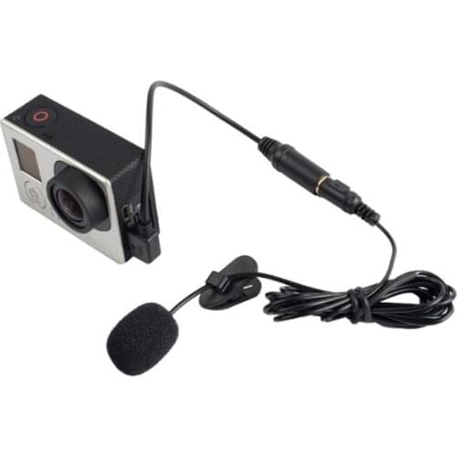 3.5mm Active Clip Microphone with Mini USB Audio Adapter Mic Cable for Gopro Hero4 Session 3/3+ 4 Action Camera Accessories Kit