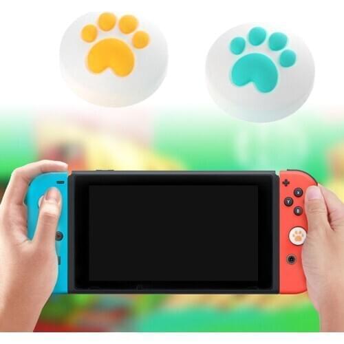 4pcs Cute Cartoon Cat Paw Joystick Silicone Thumb Grips Cover for Nintend Switch/Lite Game Controller Accessories Rocker Cap Kit