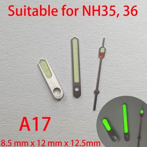 A17 suitable for NH35 watch pointers, watch accessories hand green/blue super luminous watch custom accessories NH36