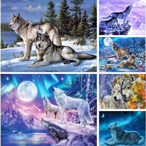 DIY 5D Diamond Painting Animal Wolf Cross Stitch Kit Full Square/Round Embroidery Rhinestone Art Picture Mosaic Decoration Gift