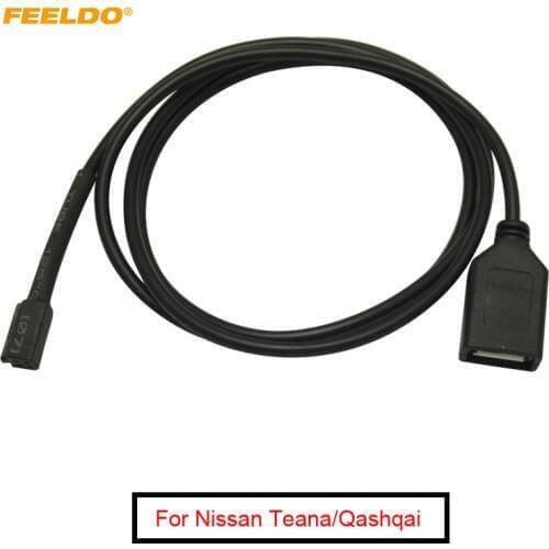 FEELDO 10Pcs Car Original 4Pin Plug To USB Adapter Conector For Nissan Teana Qashqai CD Radio Audio Media Cable Data Wire