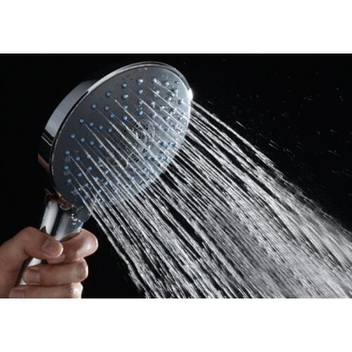 Freee shipping ABS Round 7 Function Hand held Shower Head Chrome Plated Bathroom Hand Shower Water Booster Showerhead TH099