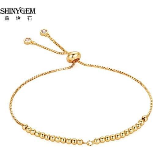 ShinyGem Gold Plating Charms Adjustable 3mm Gold Bead Chain Bracelet Connector Handmade Bangles Anklet For Women Jewelry Making