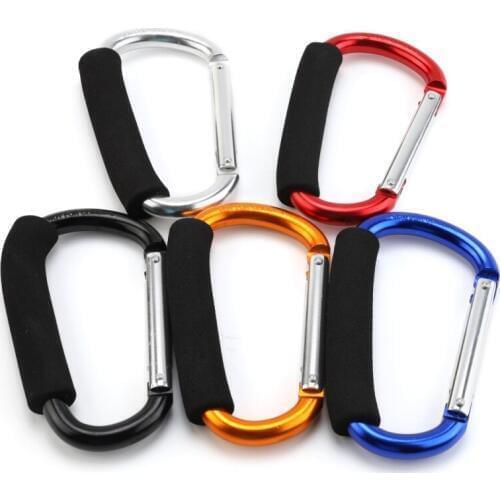 Aluminum Alloy Big D Shape Carabiner Soft Handle Shopping Key Hook Outdoor Camping Hiking Hook Keychain Carabiner Clip