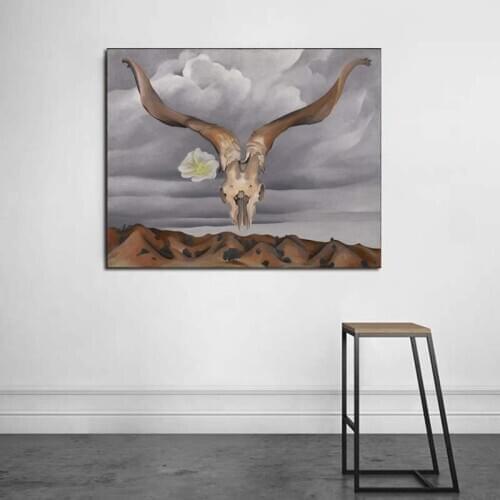 Georgia o'Keeffe Skull Canvas Painting Print Living Room Home Decoration Modern Wall Art Oil Painting Posters Pictures Framework