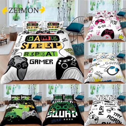 ZEIMON 3D Gamepad Bedding Set 2/3pcs Queen Size Duvet Cover Modern Black White Bed Cover Set Housse De Couette Bedclothes