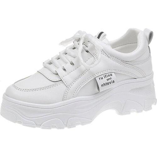 2021 New Womens Shoes Lightweight Breathable Synthetic Women Ins White Shoes Casual Fashion Thick-Soled Womens Sneakers