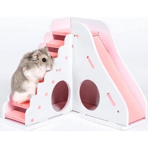 Small Hamster Recreational Climbing Fitness Nest Small Pet Hamster Mice Squirrel Wooden Ladder Stairs Play Toy Nest Cage Decor