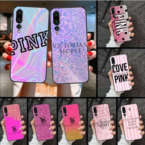 Vs Fashion pinks brand Phone case For Huawei P Mate P10 P20 P30 P40 10 20 Smart Z Pro Lite 2019 black tpu back soft bumper