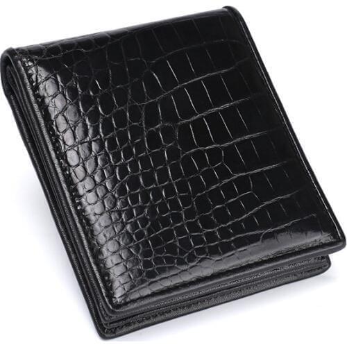 2019 mens crocodile leather wallet business leather crocodile leather big pocket multi-card short mens hand-held wallet