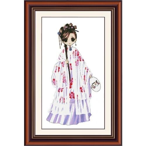 Precision Printing A546 Chinese Style Classic Beauty Character Series Fishxx Cross Stitch Kit Home Handmade Embroidery