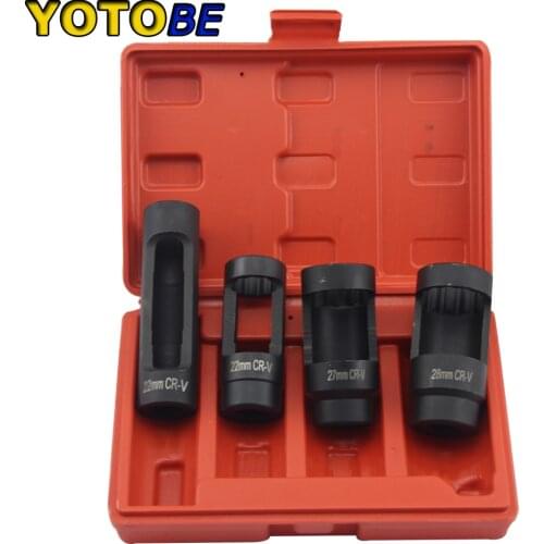 4pc Oxygen Sensor Socket Set 22mm 7/8" (6 & 12PT) 27 & 28mm (12pt) Vacuum