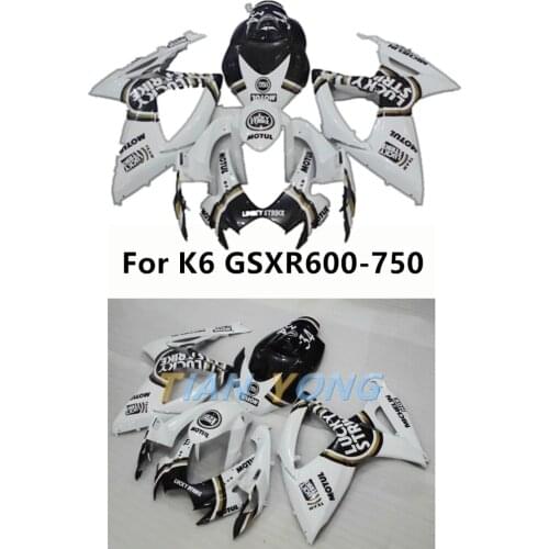 New ABS Plastic Motorcycle Whole Fairings Kit White black lucky strike Injection Molding For SUZUKI GSX-R600 GSX-R750 2006 2007
