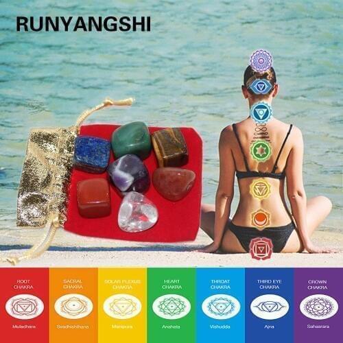 Natural Crystal Stone Seven Chakras for the Treatment of Healthy Energy Quartz of Large-grained Polished Crystal Raw Stone