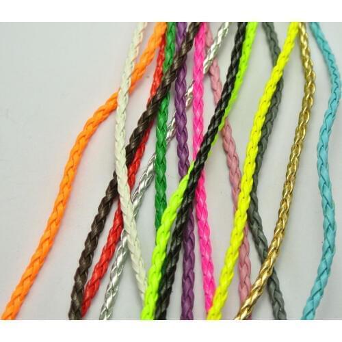 10 Meters Mixed Color Braided Leatheroid String Jewelry Cord 3mm 10 Color