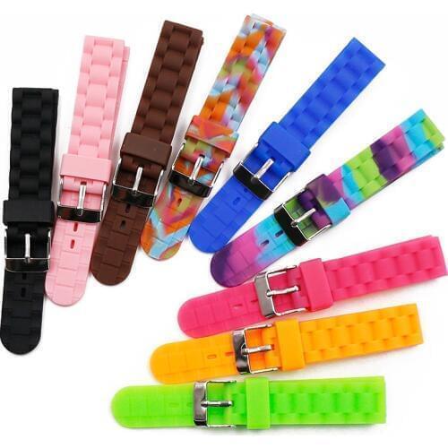 Ladies and childrens silicone strap 16mm pin buckle watch accessories sports waterproof rubber strap watch band