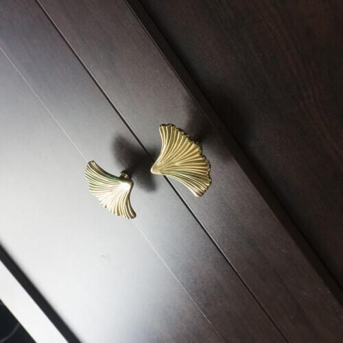 1Pc Solid Brass Furniture Handles Creative Morden Maple Leaf Shaped Cabinet Door Drawer Wardrobe Knob Pullers DIY Nordic Handle