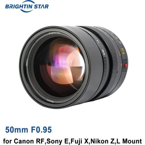 Brightin Star 50mm F0.95 Lens Full Frame Large Aperture Portrait Lens for Canon RF Sony E Fuji X Nikon Z Leica L Mount Cameras