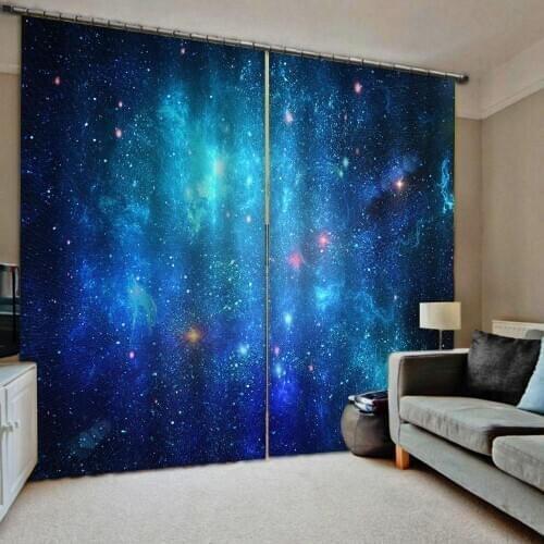 Star sky curtains blue 3D Window Curtains For Living Room Bedroom Drapes Cortina Customized size