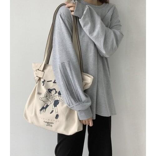 Vintage Womens Shoulder Bags Large Capacity Shopping Bag Female Canvas Cloth Bag Handbag Reusable Foldable Eco Grocery Totes