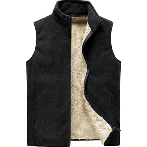 Quality Men Sleeveless Lamb Wool Hoodies Winter Thick Warm Fleece Zipper Hoodies Coat Sportwear Streetwear Hoodies Sweatshirts