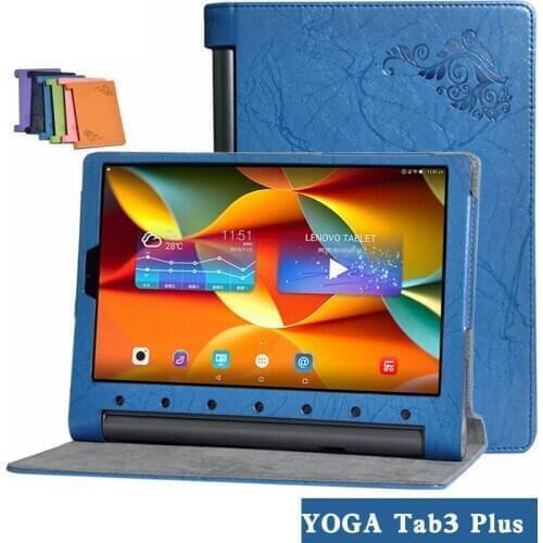 Ultra Thin Slim Folio Stand Protective Print Flower PU Leather Sleeve Case Cover For Lenovo YOGA Tab 3 Plus YT-X703F Tablet PC
